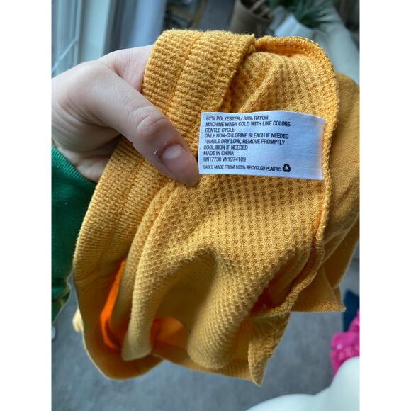 Colsie orange thermal/waffle textured lounge set, size XS - Picture 13 of 13